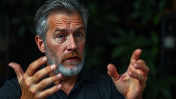 how to grow taller naturally: man discussing growth tips with soft focus background