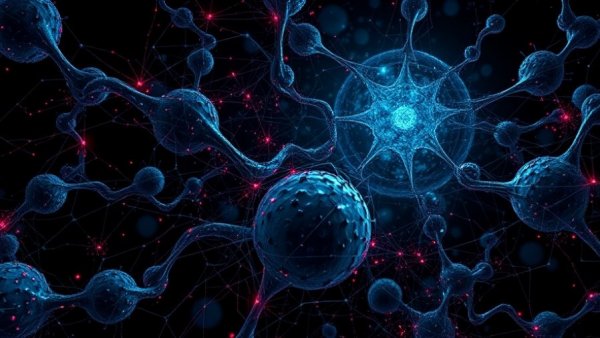 Intricate cellular network illustrating complex structures.