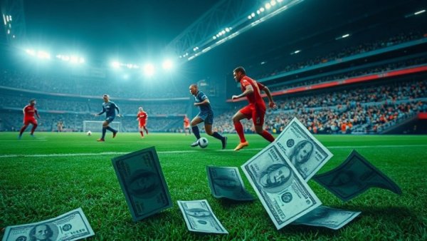 Texas World Cup costs concept with soccer players and financial elements.