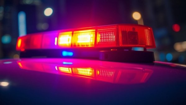 Police lights glowing at night in Olympia shooting incident