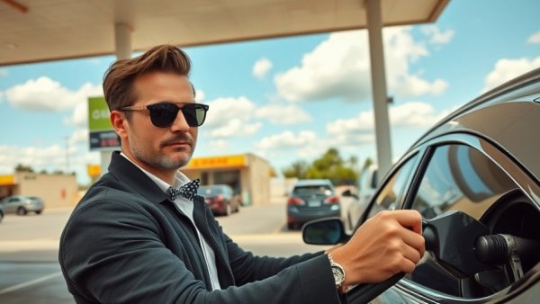 Man at Texas gas station amid increasing gas prices