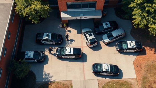 Police presence at Tacoma high school during incident response.