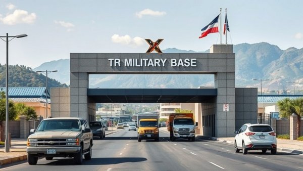 Fort Bliss entrance with sign and vehicles, emphasizing data center location.