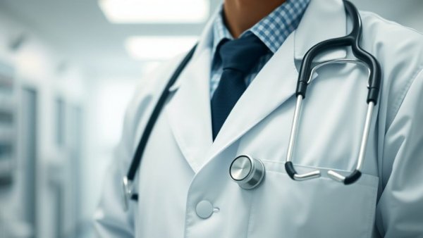 Doctor in white coat with stethoscope highlights healthcare access issues.