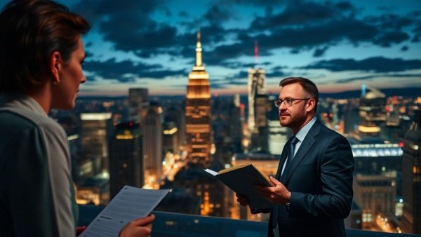 News segment discussing fraud in Minnesota with cityscape backdrop.