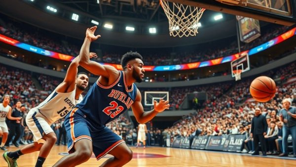 Basketball players in action during a game, Houston sports updates.