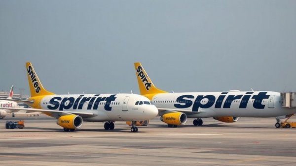 Spirit Airlines planes parked during Houston shutdown