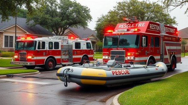 Houston Fire Department conducting a rescue operation, seen today.