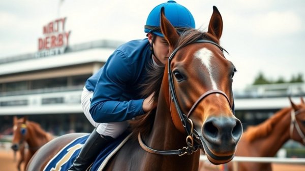Jockey training a racehorse at Kentucky Derby track