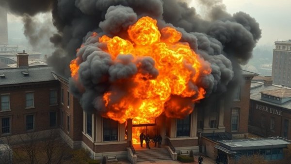 Fire at University of South Florida with smoke and firefighting efforts.