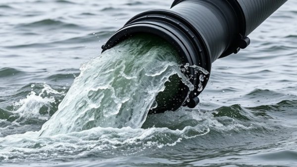 Austin grass carp hydrilla management: pipe releasing water and carp into a lake.