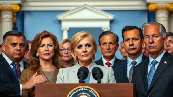Group at press conference in US news article setting