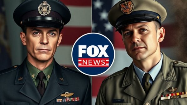 National news headlines collage with military and news anchor.