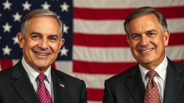 Men in suits smiling in portraits with American flag, Texas 18th Congressional District Democratic runoff.