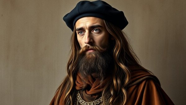 Renaissance-style portrait related to Leonardo da Vinci DNA project.