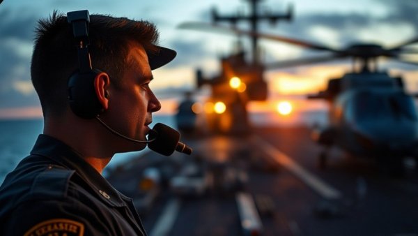 U.S.-Iran ceasefire naval communications with officer monitoring operations.