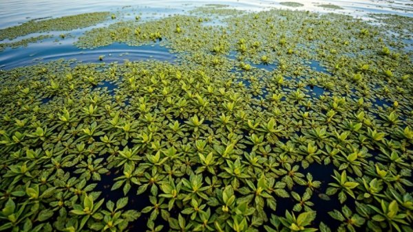 Dense hydrilla invasion in Lake Austin with submerged plants
