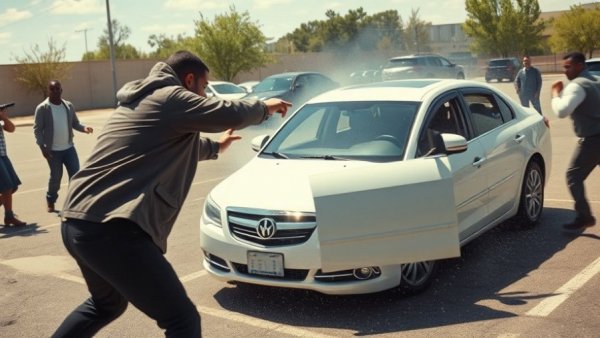 Dallas carjacking incident with man protecting car and family.