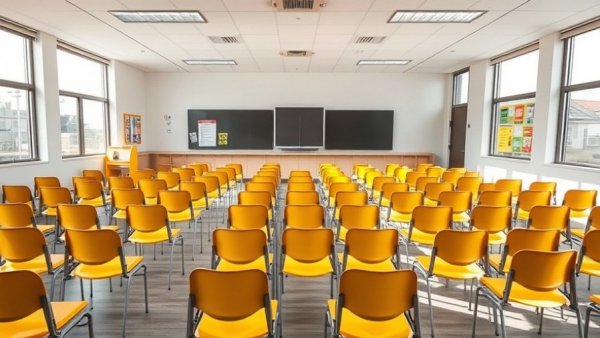 Dallas news: Empty classroom signaling educational developments.