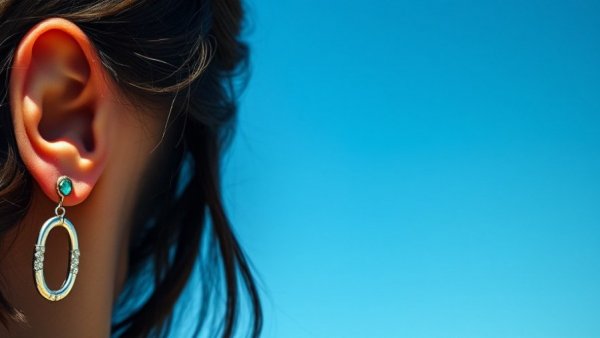 Close-up of a woman under a clear blue sky.