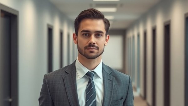KP George trial social media posts, man in suit standing by elevator.