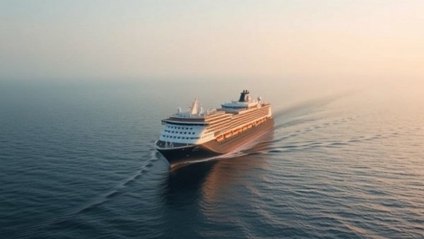 Cruise ship on calm sea impacting safety.