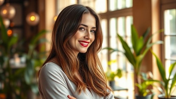 Confident woman in cafe, Houston news feature