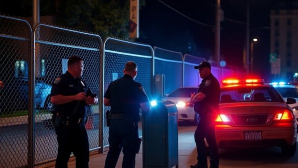 Houston mail theft crackdown scene with police activity at night.