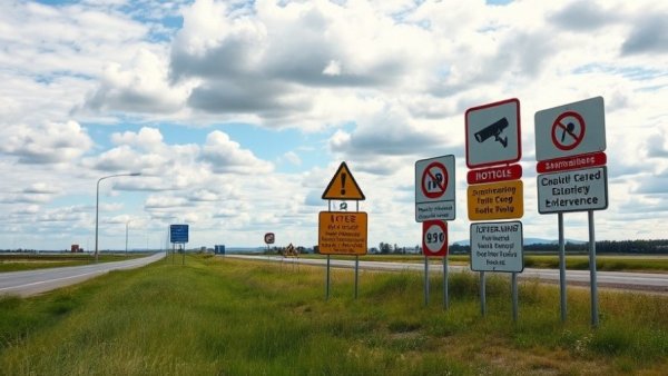 San Jacinto River Waste Pits Cleanup road signs under cloudy sky.