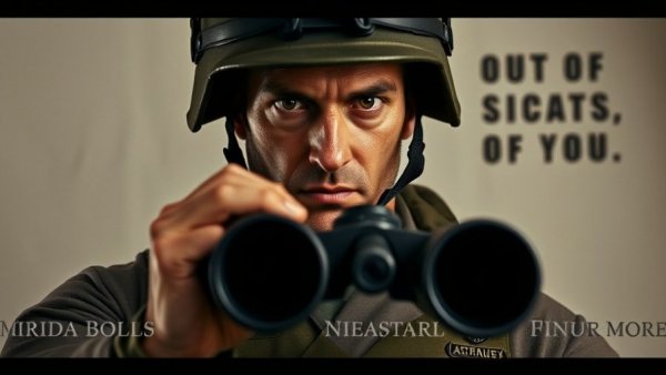 Dramatic military figure with helmet in movie Patton.