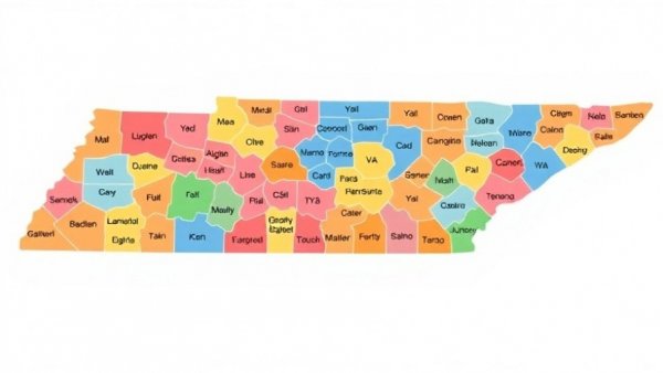 Colorful Tennessee congressional map showing district redistricting boundaries.