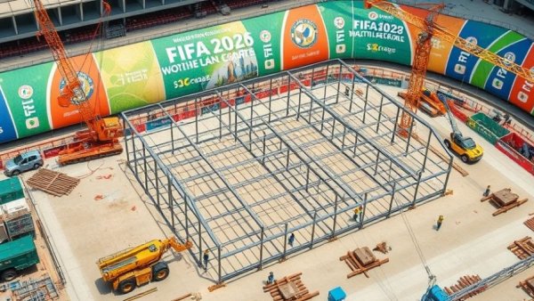 Aerial view of FIFA World Cup Fan Fest construction in Houston.