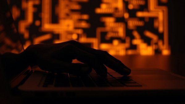 Silhouette of hands on keyboard implying cybersecurity breach.