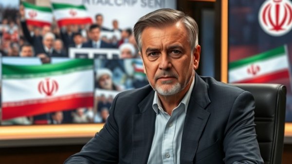 US news articles on Iran diplomacy featuring a serious man at a desk.