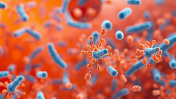 Microscopic bacteria illustration highlighting gum disease prevention.