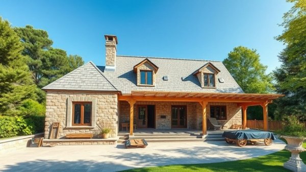 Houston business news: Stone house renovation with patio.
