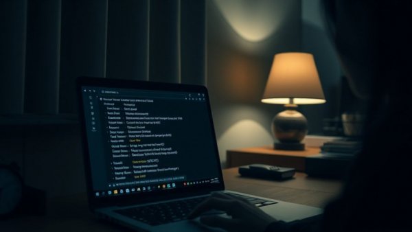 Dark web passwords for sale shown on laptop screen at night.