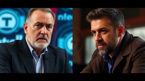 US news today highlights split-screen image of two serious men on Fox News.