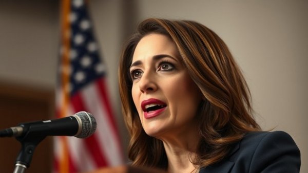 US news speaker passionately addressing audience.
