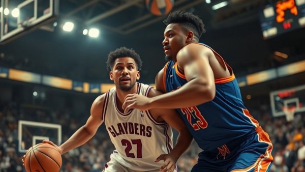 NBA Top Plays featuring intense basketball action on the court.