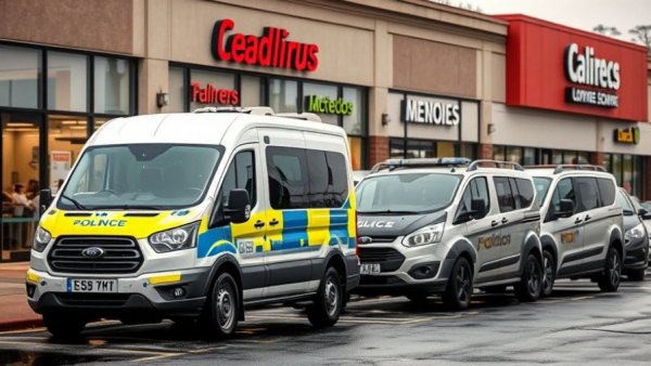 Houston forensic vehicles outside shopping center - Houston news update.