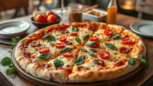 Gourmet pizza on rustic table symbolizes business growth in Houston.