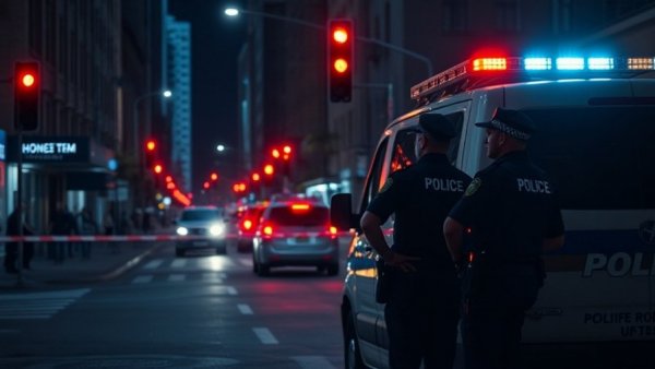 Police officers managing a closed-off street at night highlighting Houston pedestrian safety.