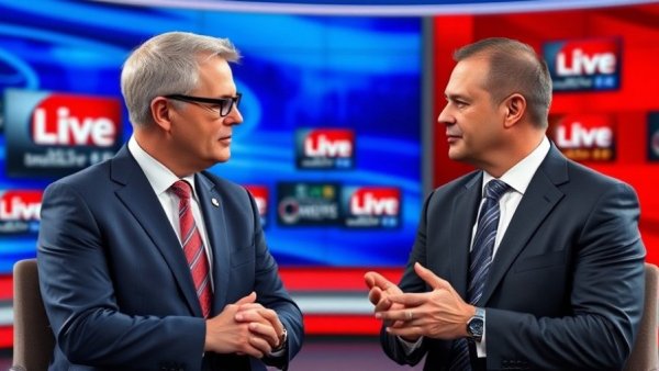 Hantavirus Alert Delay: Serious dialogue in news interview setting with two men.