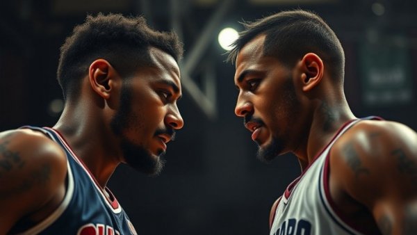 Intense NBA Playoffs recap with players focused on game.
