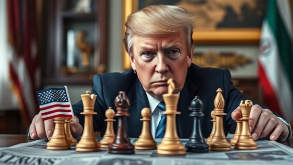 Contrasting image of Iran-US relations with Trump's nuclear stance.