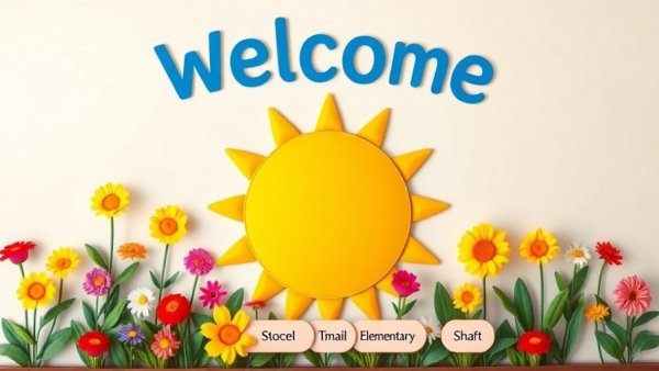 Cheerful school welcome banner with grades, Texas public schools.