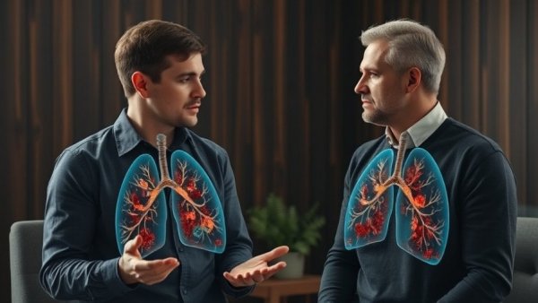 Discussing toxins in your home with unhealthy and healthy lungs comparison.
