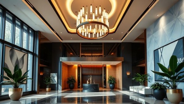Luxury apartments Katy Boardwalk Square elegant lobby design.