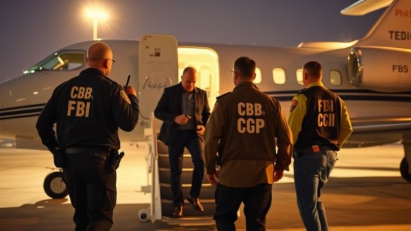 Law enforcement team escorts suspect at airport, New York synagogue terror plot